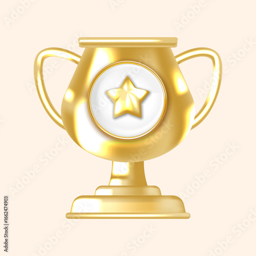 Metallic Gold Champion Cup with Star Emblem Perfect for Badges and Game Medals