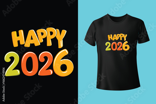 Happy new year Christmas calligraphy t shirt design
