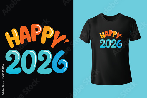 Happy new year Christmas calligraphy t shirt design