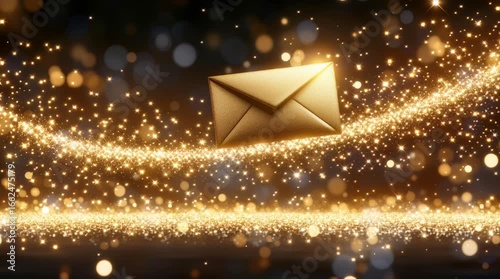 A luxurious and elegant golden envelope designed for special occasions such as a wedding invitation formal announcement or celebratory greeting card.