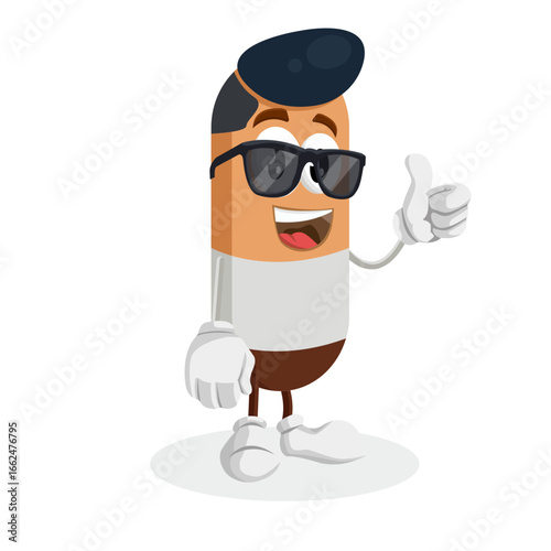 A cool cartoon person wearing sunglasses and giving a thumbs-up gesture. This character represents positivity, approval, and a laid-back attitude