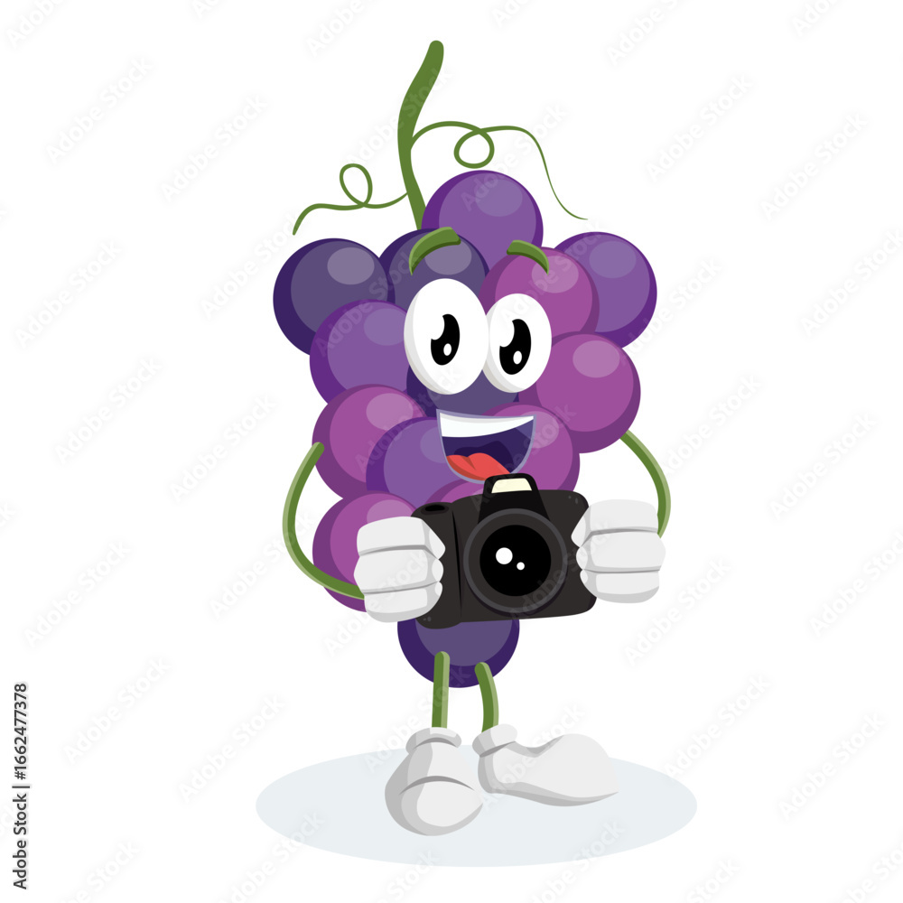 Obraz premium A bunch of grape characters with sunglasses, holding a mobile phone and getting ready to take a selfie