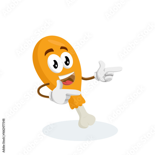 A french fries character standing confidently, with one hand on its hip and the other pointing upwards. This confident and cool pose is perfect for showing a strong, positive attitude.