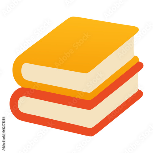 Academic books in red and orange, a stack of two, as a symbol of learning, research, reference materials. Ideal for educational designs.