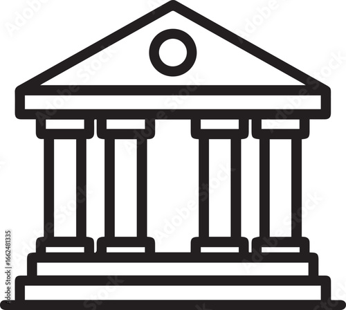 Classic bank facade with iconic pillars symbolizing stability, security, and financial strength, originally designed as a scalable vector graphic