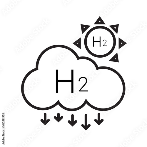 Cloud with hydrogen rain and a hydrogen sun, atmospheric illustration suitable for educational materials or sciencerelated content creation.