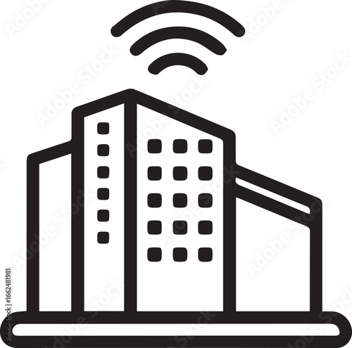 Smart city concept with connected buildings, envisioning modern urban technology, innovative infrastructure, and future cityscape connectivity solutions