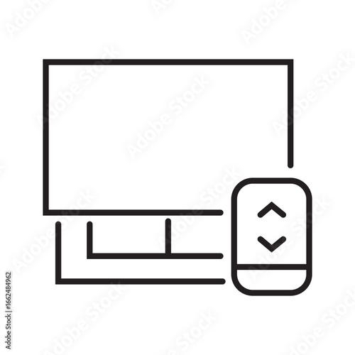 Line drawing of a computer screen and controls, perfect for tech related designs, user interface concepts, or software development presentations.