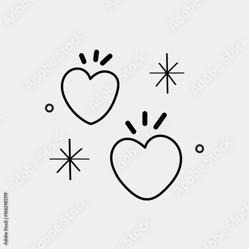 Minimalist hearts and stars illustration vector