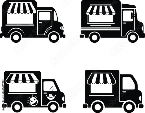 Food Truck Icons silhouette Illustration