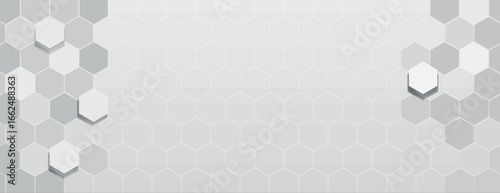 Gray hexagonal background with a 3D effect. The background features a gray color and geometric texture, creating a modern gray design. 3D hexagon border background. Gray background vector.