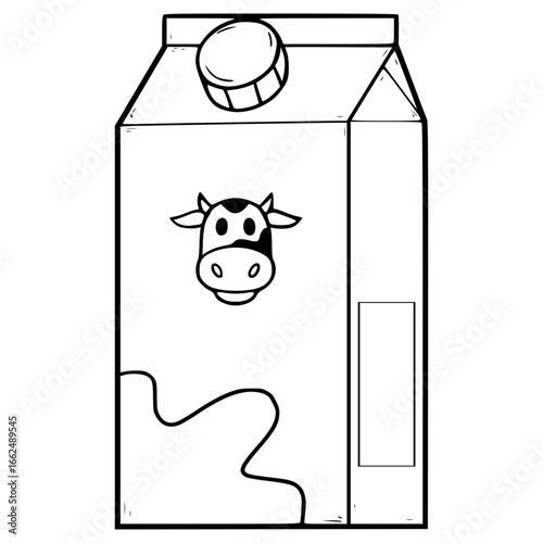 milk carton ready to drink illustration hand drawn outline vector