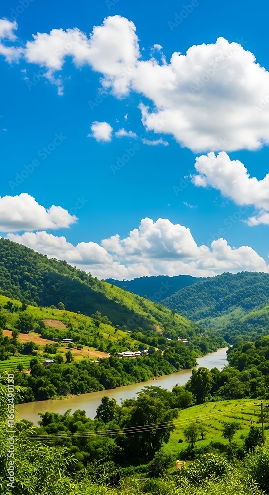 Fototapeta premium Lush valley river view