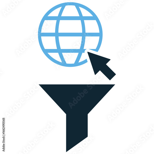 Internet filter icon vector for online safety, content blocking, and data filtering. Useful for illustrating parental control, digital security, and restricted access.