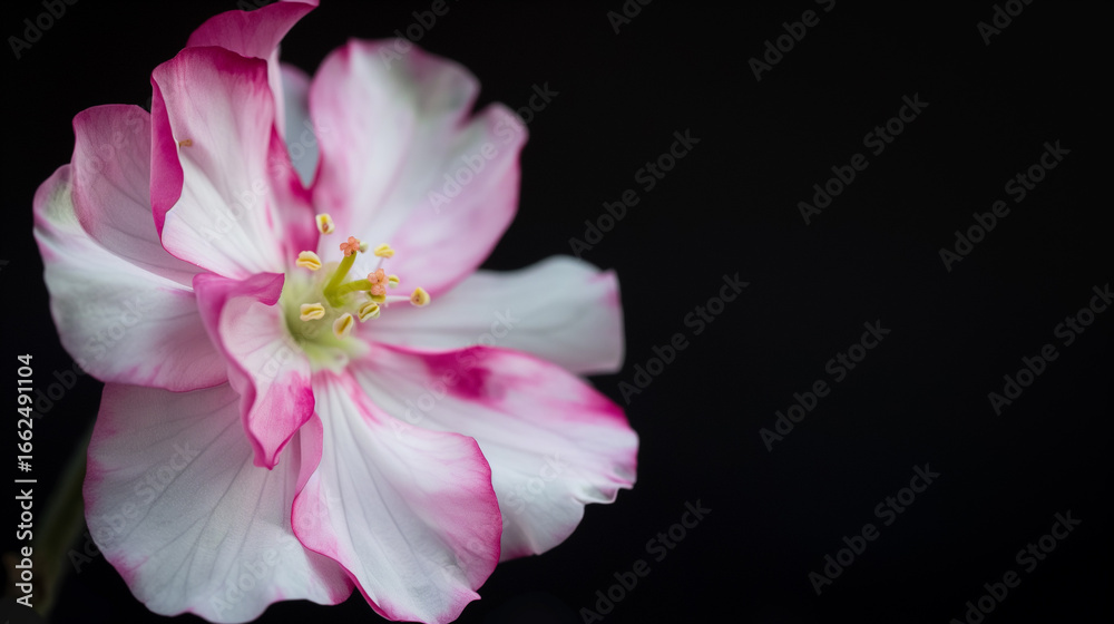 Fototapeta premium Flor Rosa e Branca em Fundo Preto
