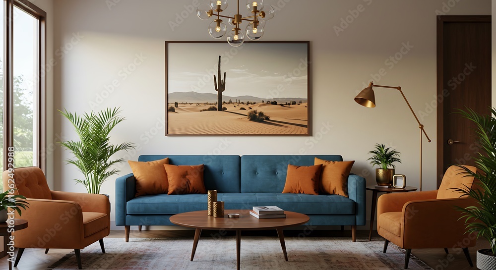 custom made wallpaper toronto digitalCozy Living Room with Desert Landscape Artwork and Warm Hues