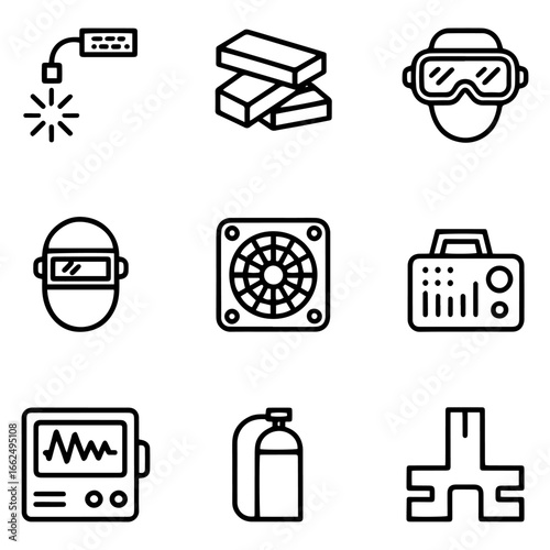 Laser Welding Icons  Solid Vector Set of Industrial Welding Tools
