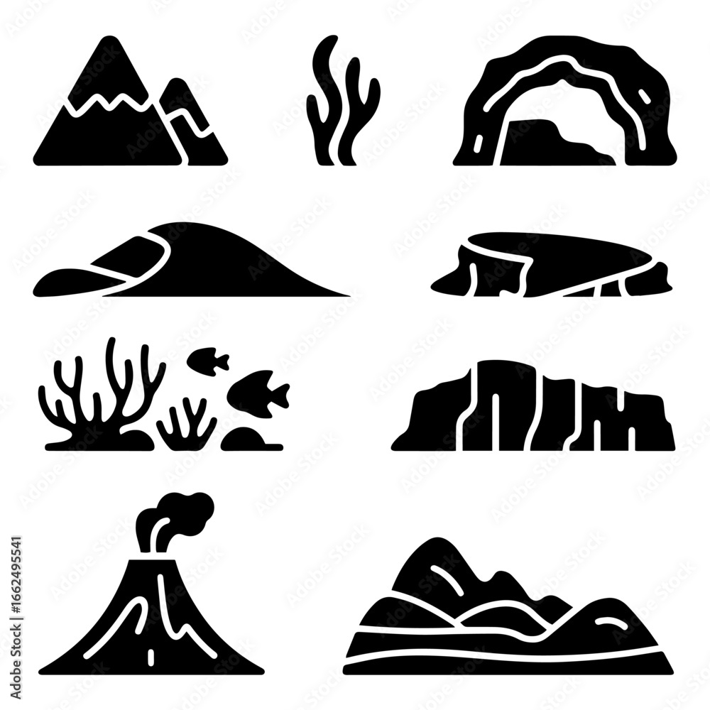 Fototapeta premium Icon Grid Showcase Solid Vector Icons Collection