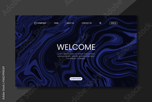 dark abstract fluid landing page with modern marble texture