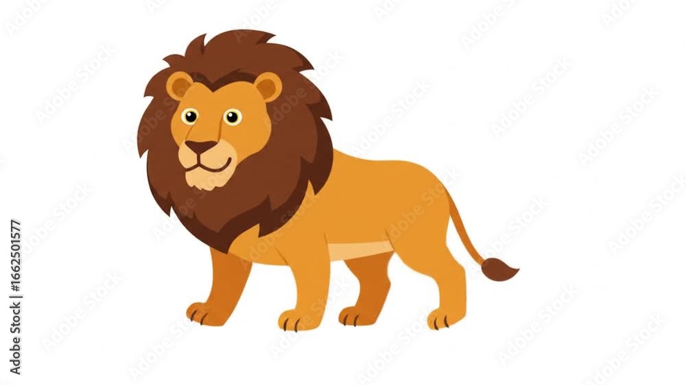 Cartoon Lion Walking on White Background Animated Cartoon Lion Walking on White Background Animated