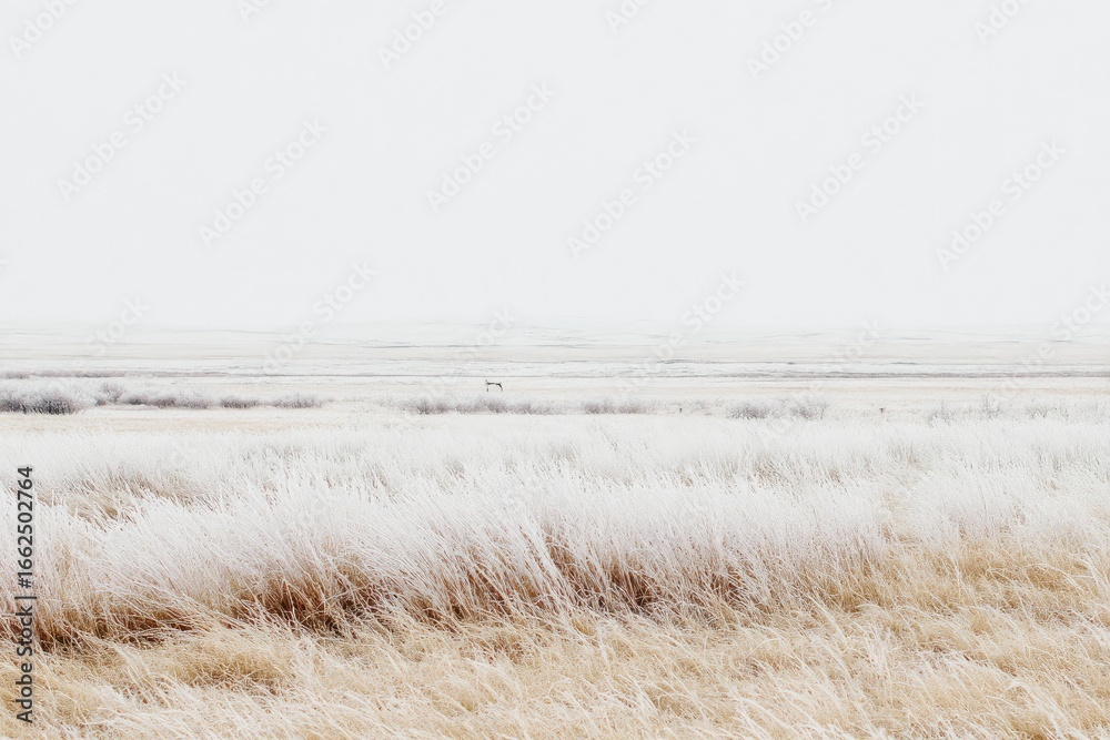 Obraz premium Wide, frosted field stretches to a pale horizon