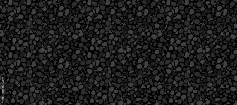 Dark asphalt texture background. Seamless pattern of irregular black and gray shapes. Grunge and rough gray stone pattern. Abstract asphalt or gravel background.