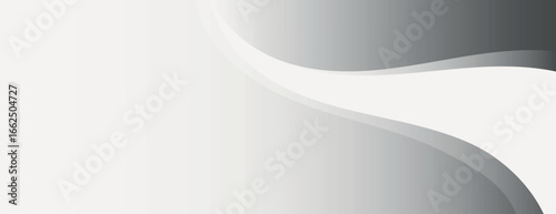 Abstract background with smooth gray and white gradient. The background features a flowing wave design with gray and white tones. Minimal abstract wavy gradient vector background