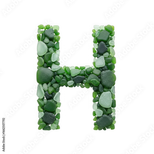 Letter h made from sea glass isolated on transparent background