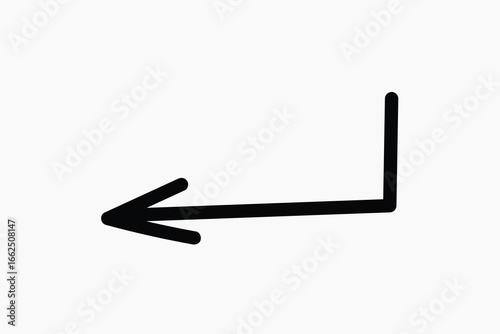 Simple black arrow pointing left illustration vector