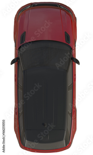 Картината върху платно Red Luxury Range Rover SUV from the Above- site plan rendering