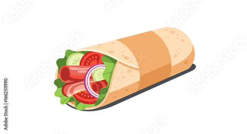 Delicious freshly prepared wrap packed with healthy ingredients and meats