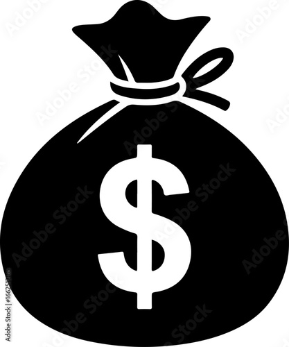 Dollar Money Bag Silhouette Vector Art