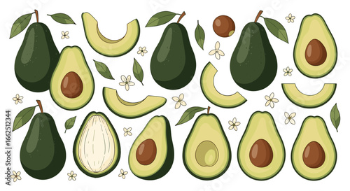 Vibrant green avocados freshly sliced and whole offering healthy lifestyle choices