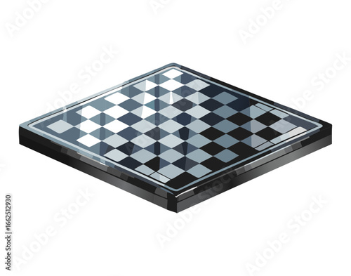 Black and White Checkered Chess Board with a Sleek Frame