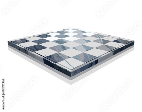 Transparent Gray and White Checkered Chess Board with Reflection