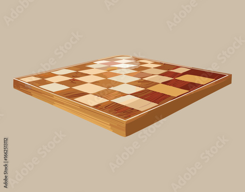 A stylized isometric vector of a wooden chessboard, symbolizing the intellectual challenge and timeless appeal of the game of chess
