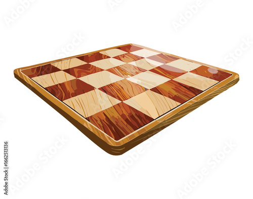 A clean vector illustration of a wooden chessboard, perfect for representing the foundational setup for a game of wits