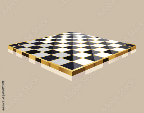 A beautiful vector graphic of a wooden chessboard, with a classic wood grain pattern, symbolizing the timeless game of chess