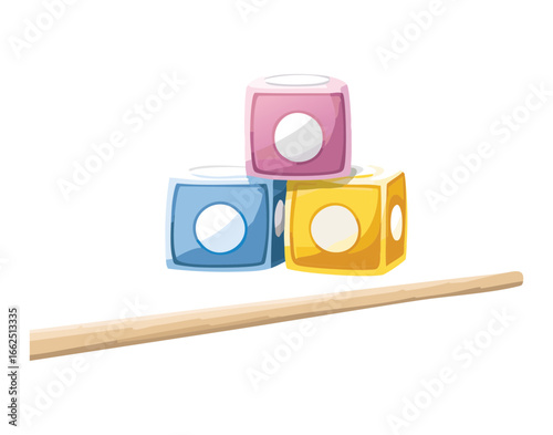 A cute and simple cartoon vector of two dice, perfect for representing the concepts of games, chance, and probability