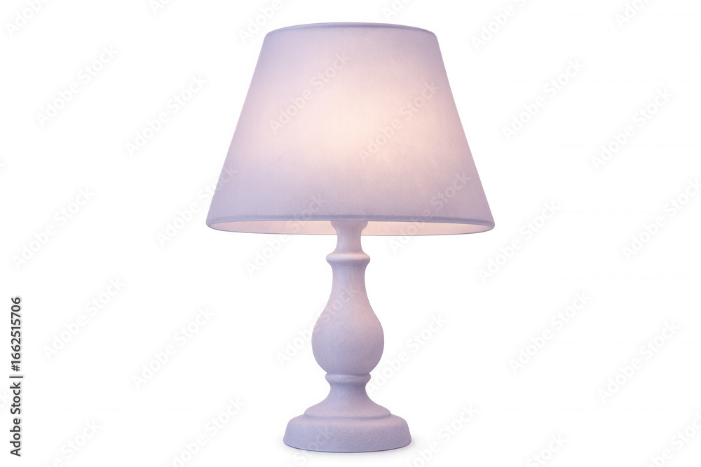 Obraz premium Turned on white table lamp illuminating with transparent background, perfect for interior design projects