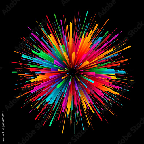 Abstract Colorful Burst with Black Background - Color Explosion