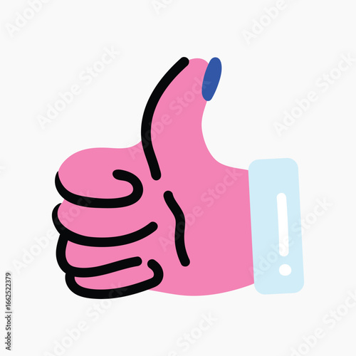 Pink thumbs up, funky collage element, vector