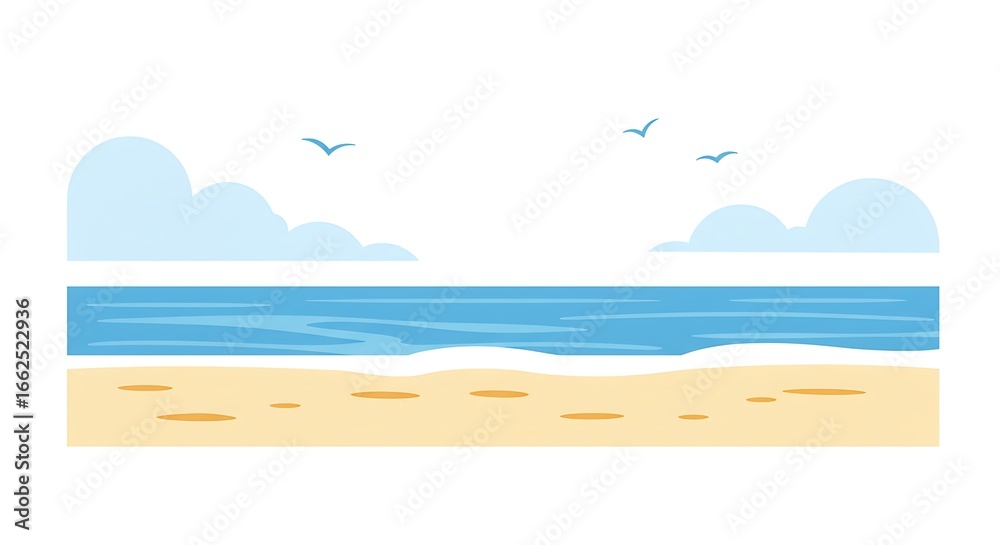 Fototapeta premium Serene Beach Landscape A Peaceful Coastal Scene Illustration