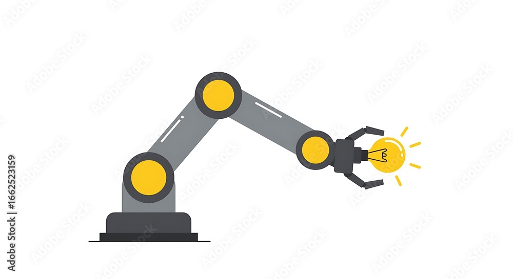 Fototapeta premium Robotic Arm Grasps a Bright Idea