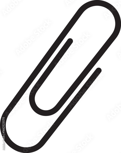 Simple black outline icon of a classic Gemstyle paperclip tilted diagonally
