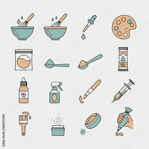 Chemical, Cosmetic, and Art supplies icon pack