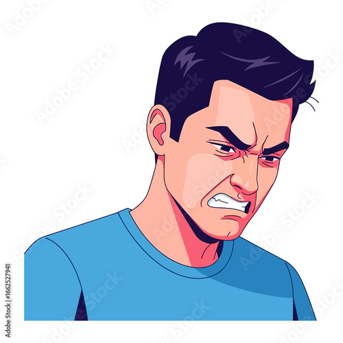 Frustration and Disgust: A portrait of a man expresses raw emotion with a powerful display of disgust and frustration. Capturing the essence of human emotion.