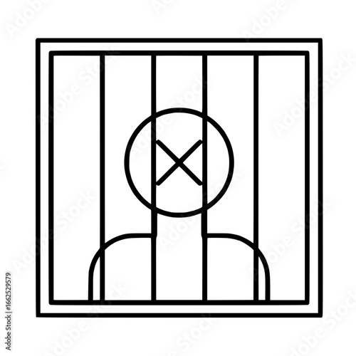 Outline prisoner in jail icon