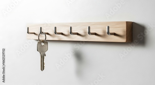 Minimalist Light Wood Key Holder with Single Key