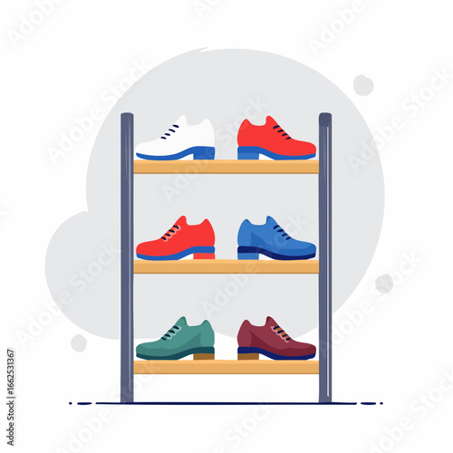 Colorful Shoes On Display Shelves